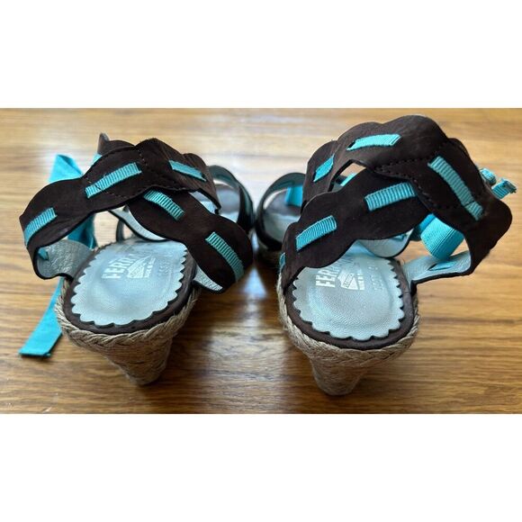 Salvatore Ferragamo Womens Wedge Espadrille Sandals US 6 1/2 6.5 Wrap Shoes - Picture 4 of 7